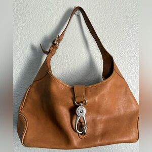 Dooney & Bourke Florentine Hobo Leather Logo Lock Satchel
Pebble Tan